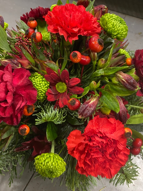 Classic Red and Green Posy